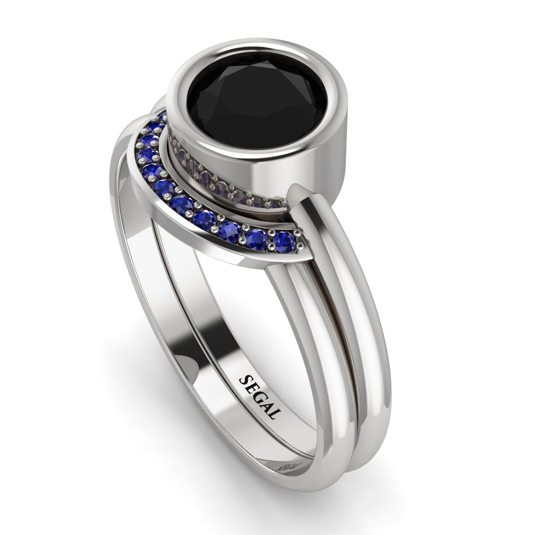 Bezel Black Diamond Bridal Set - Emerson No. 69