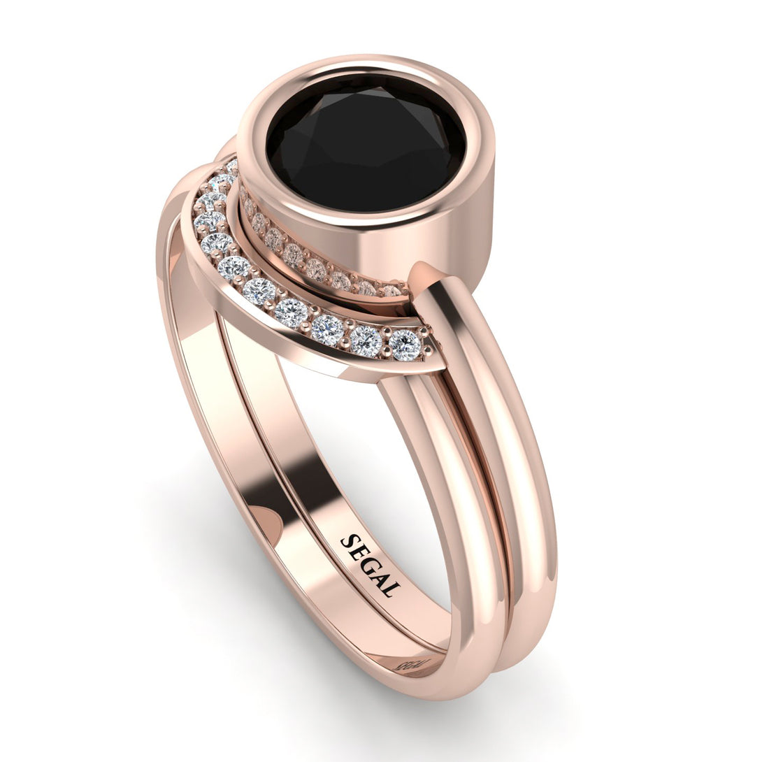 Bezel Black Diamond Bridal Set - Emerson No. 8