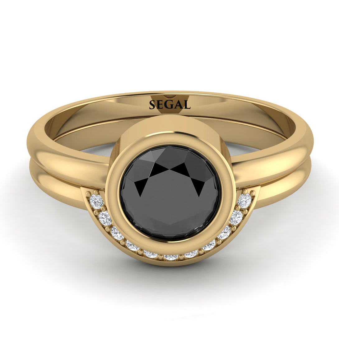 Bezel Black Diamond Bridal Set - Emerson No. 7