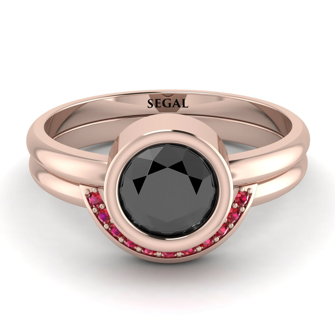 Bezel Black Diamond Bridal Set - Emerson No. 53