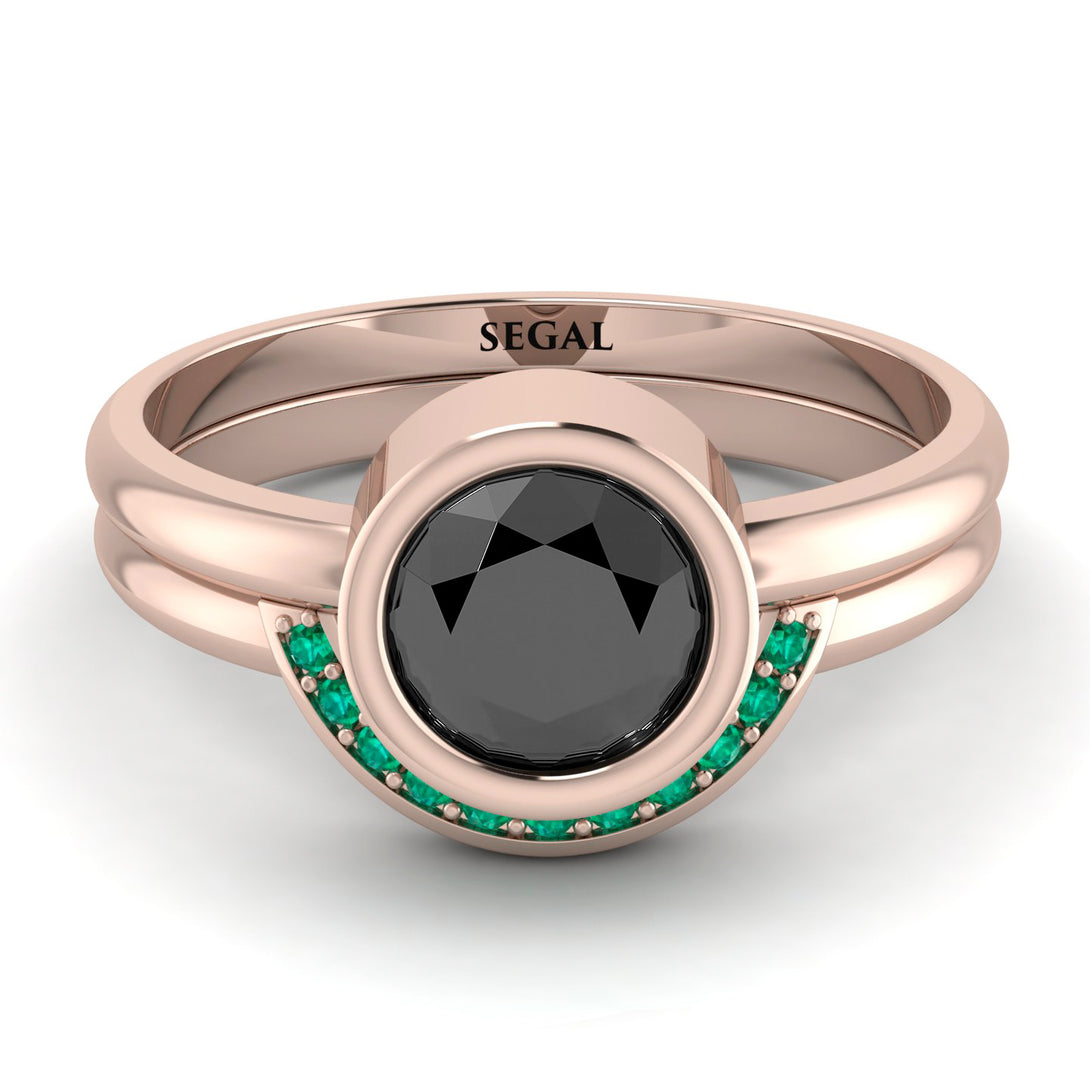 Bezel Black Diamond Bridal Set - Emerson No. 23