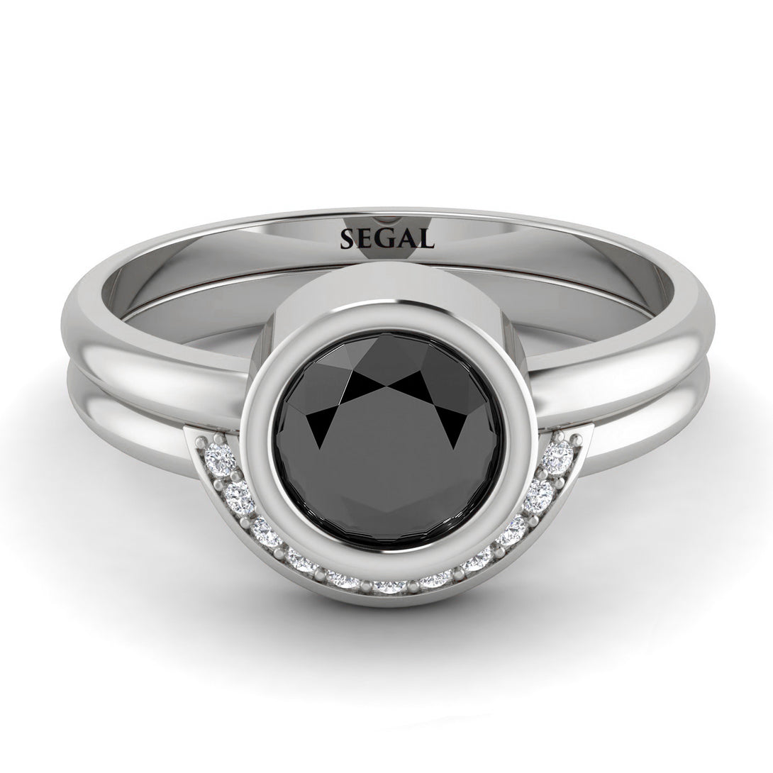 Bezel Black Diamond Bridal Set - Emerson No. 9