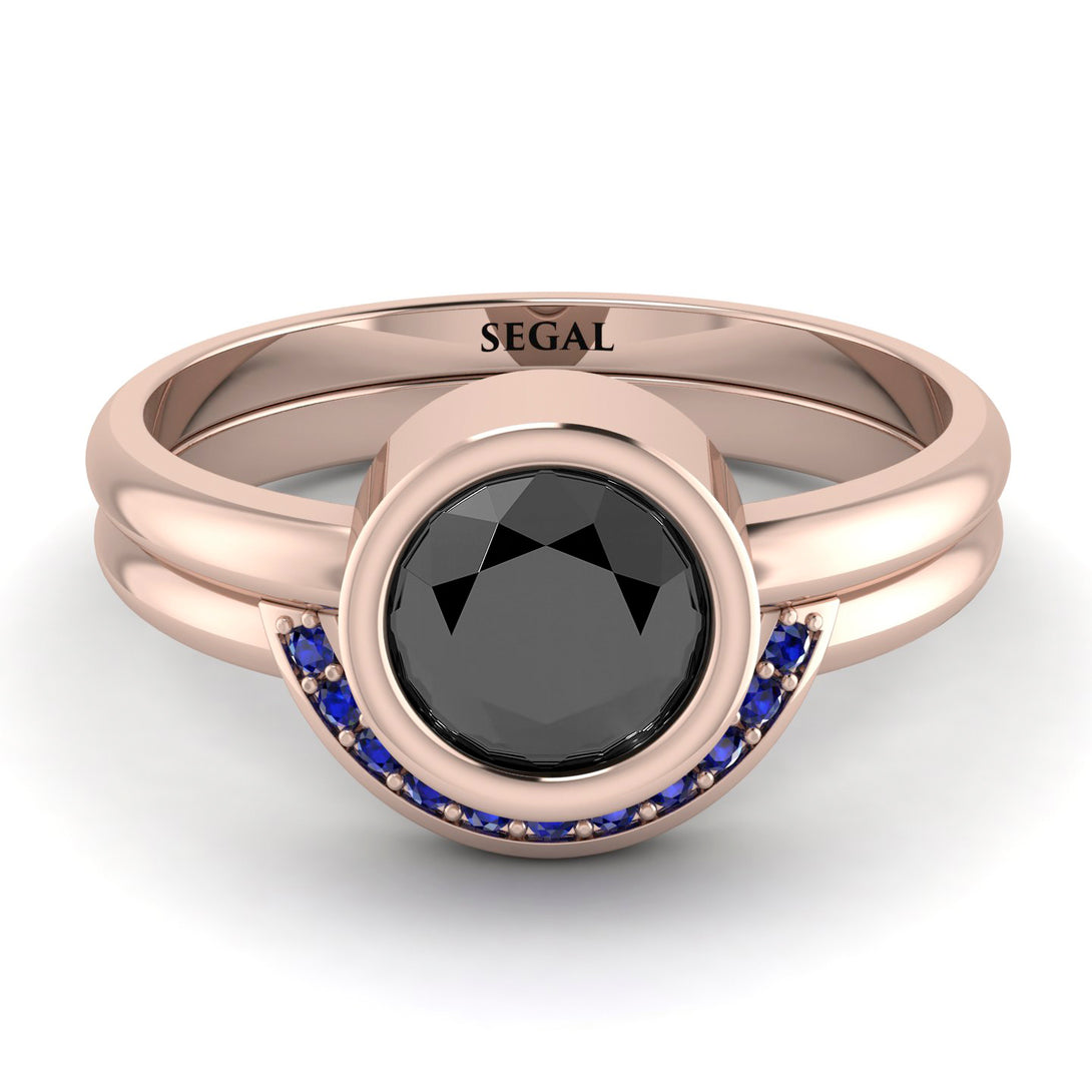 Bezel Black Diamond Bridal Set - Emerson No. 68