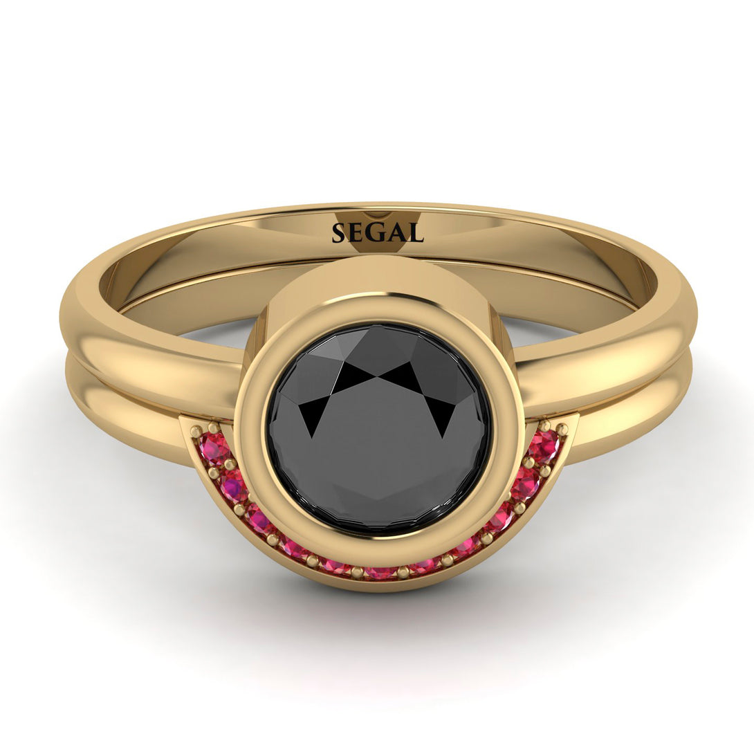 Bezel Black Diamond Bridal Set - Emerson No. 52