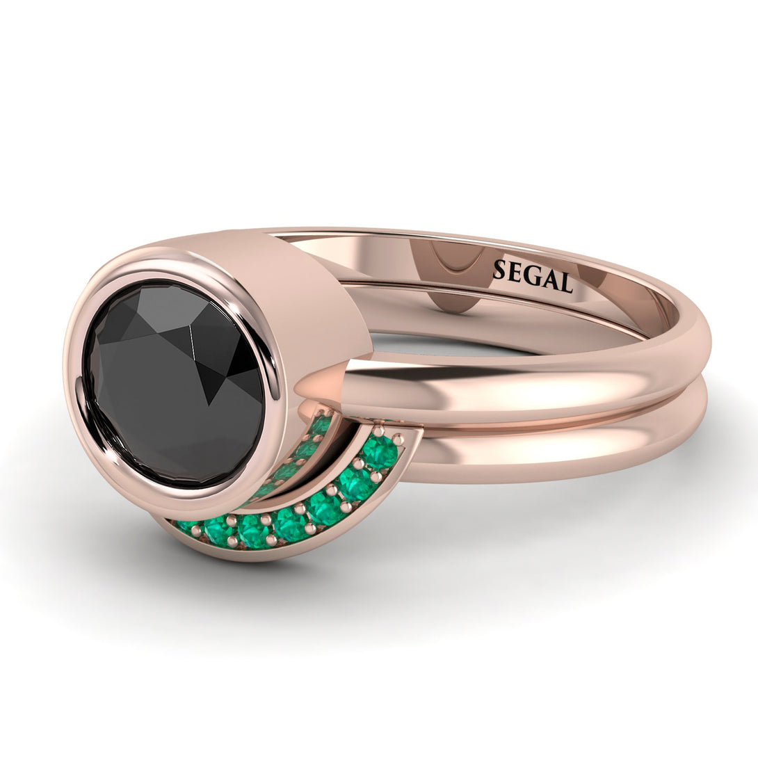 Bezel Black Diamond Bridal Set - Emerson No. 23