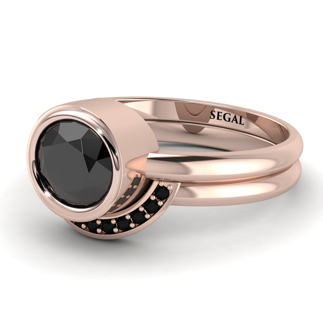 Bezel Black Diamond Bridal Set - Emerson No. 38