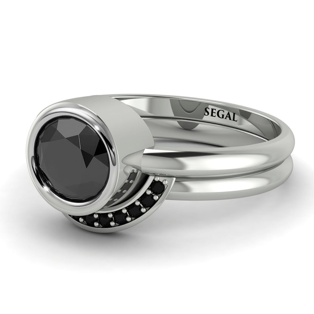 Bezel Black Diamond Bridal Set - Emerson No. 39