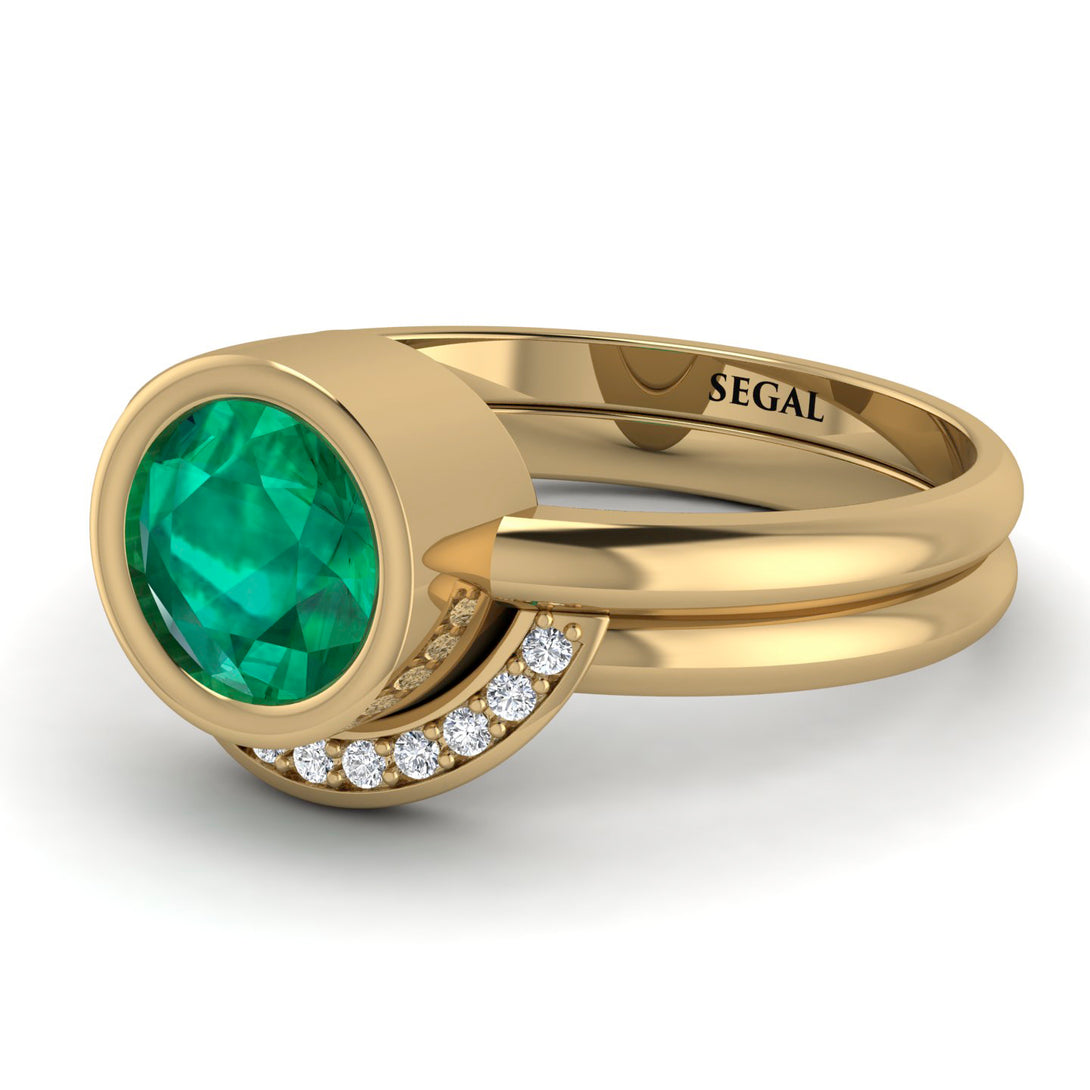 Bezel Emerald Bridal Set - Emerson No. 4