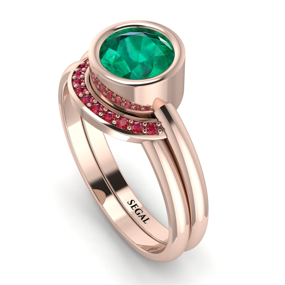 Bezel Emerald Bridal Set - Emerson No. 50