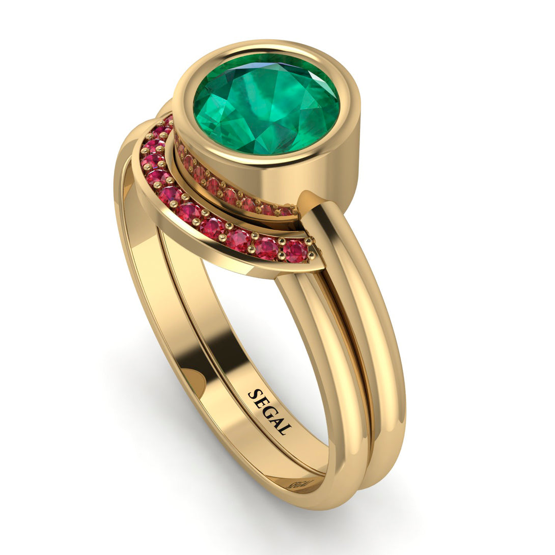 Bezel Emerald Bridal Set - Emerson No. 49