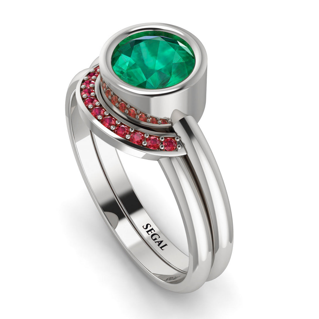 Bezel Emerald Bridal Set - Emerson No. 51