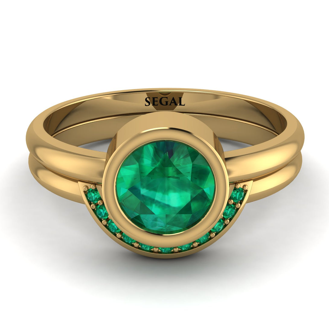 Bezel Emerald Bridal Set - Emerson No. 19