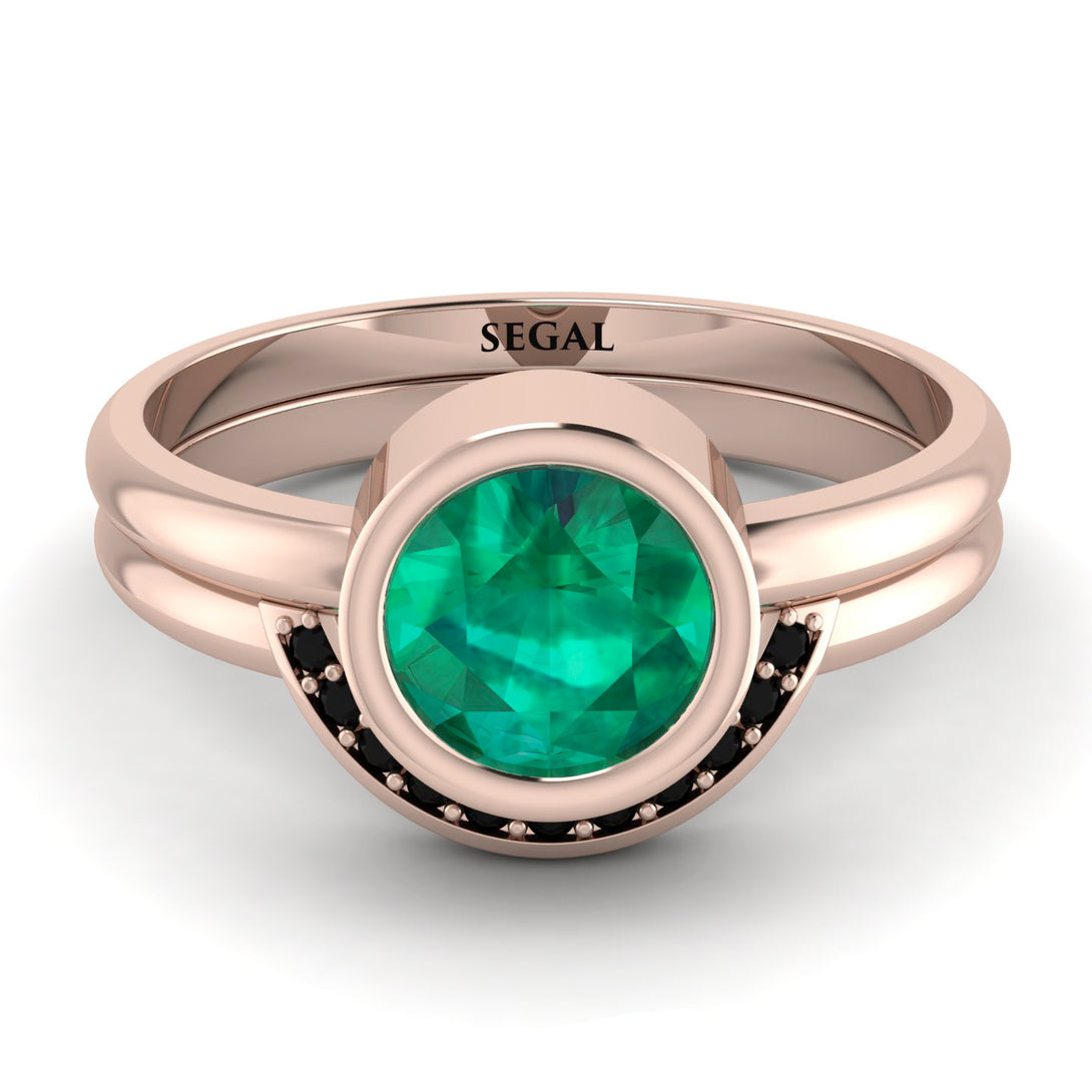 Bezel Emerald Bridal Set - Emerson No. 35