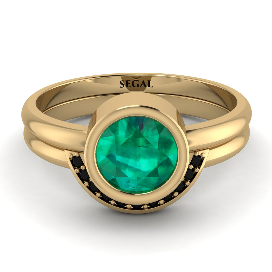 Bezel Emerald Bridal Set - Emerson No. 34