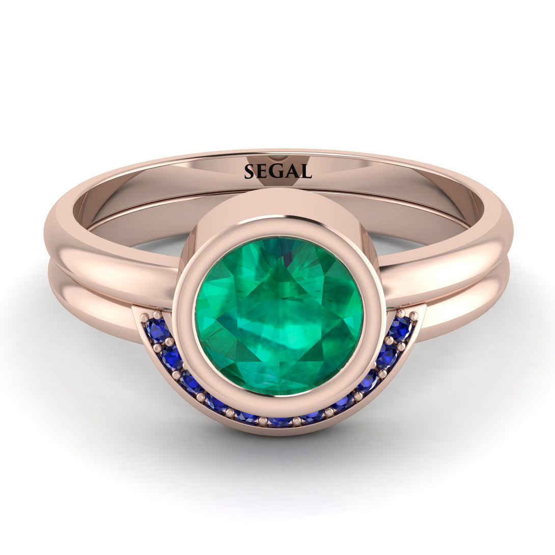 Bezel Emerald Bridal Set - Emerson No. 65