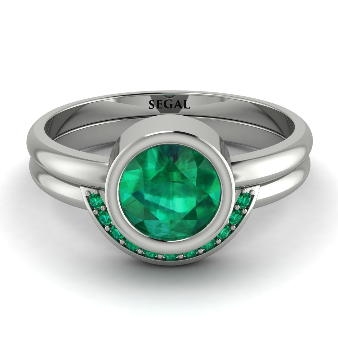 Bezel Emerald Bridal Set - Emerson No. 21