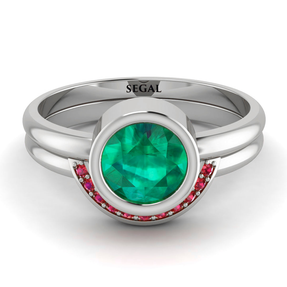 Bezel Emerald Bridal Set - Emerson No. 51