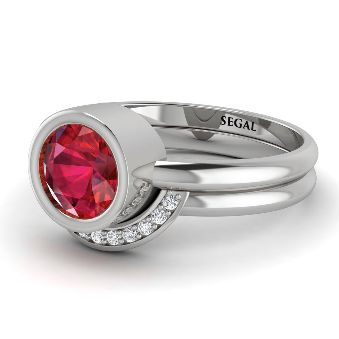 Bezel Ruby Bridal Set - Emerson No. 12