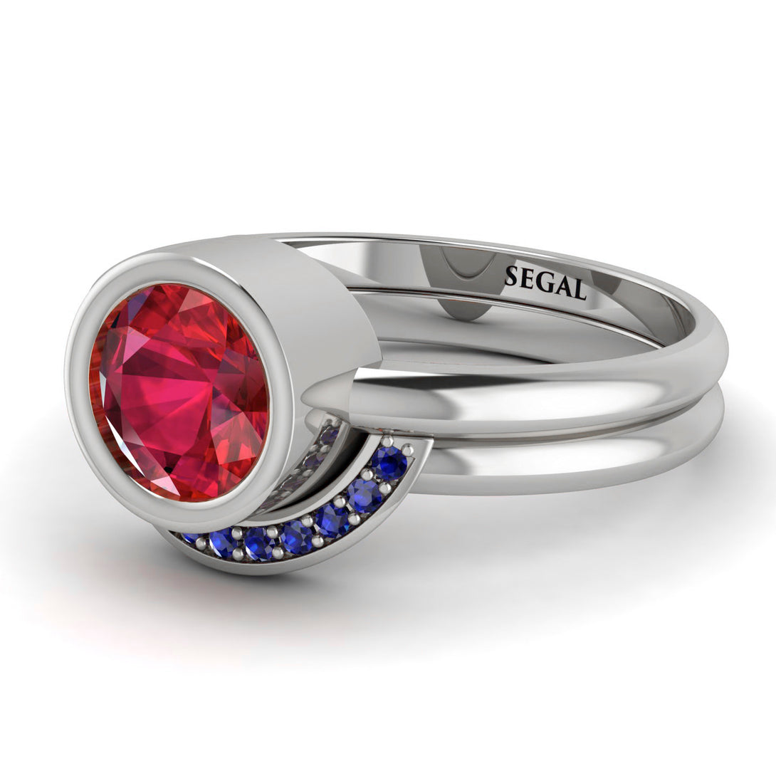 Bezel Ruby Bridal Set - Emerson No. 72