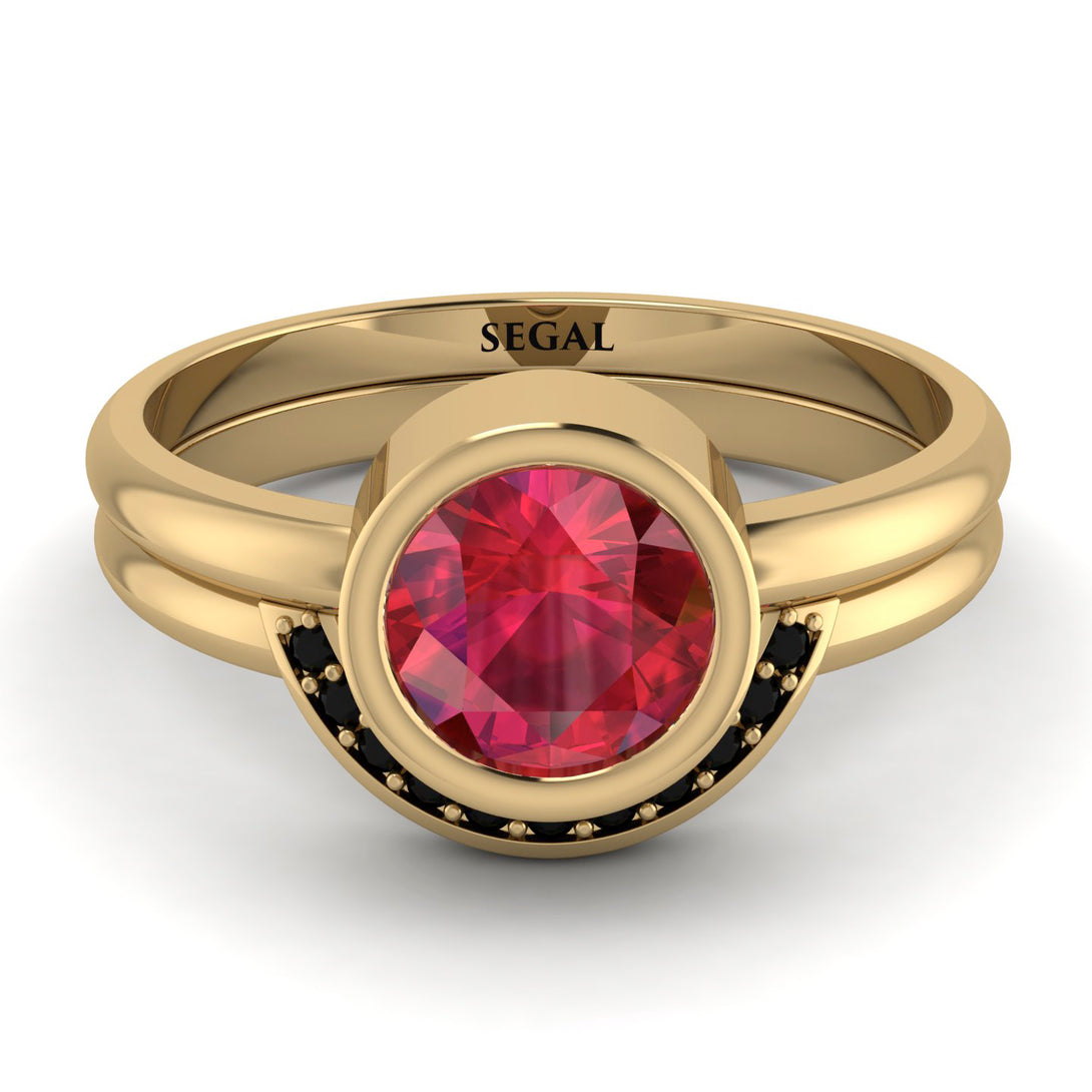 Bezel Ruby Bridal Set - Emerson No. 40