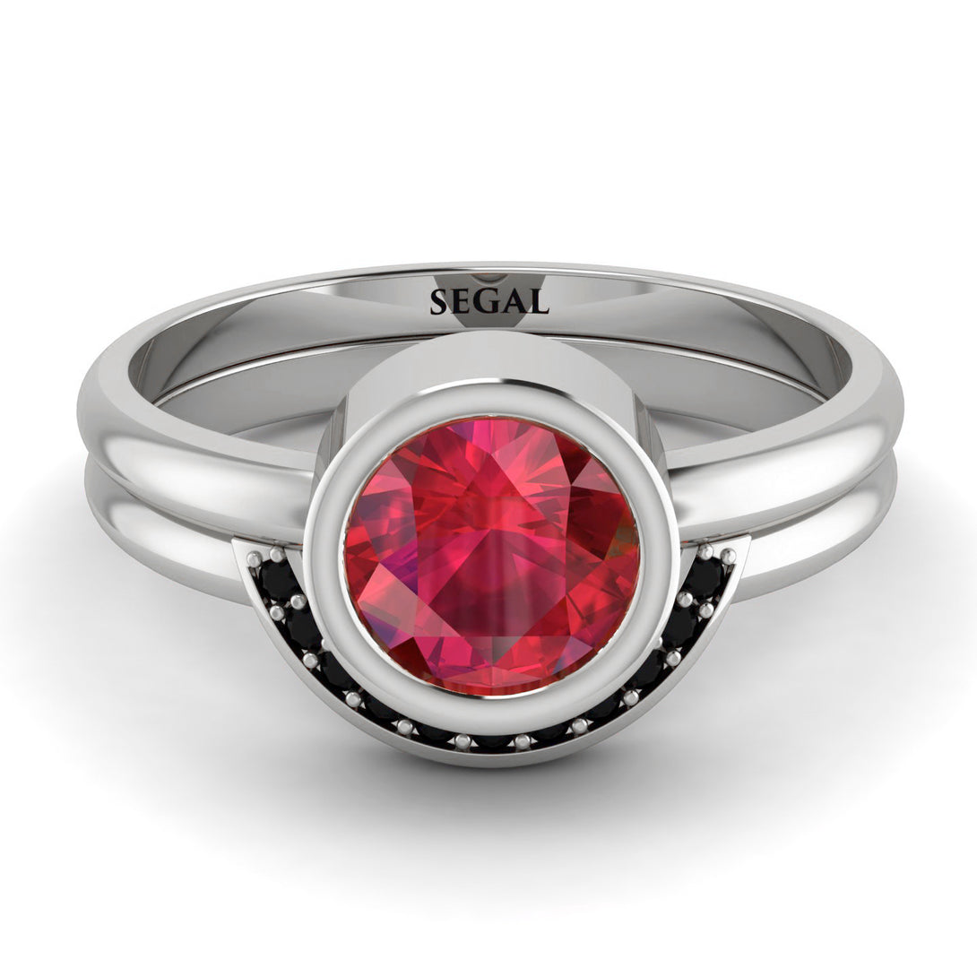 Bezel Ruby Bridal Set - Emerson No. 42