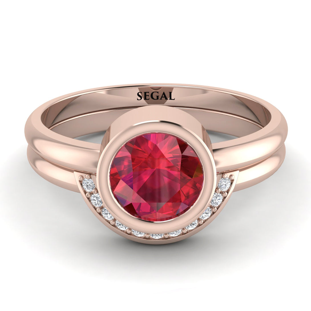 Bezel Ruby Bridal Set - Emerson No. 11