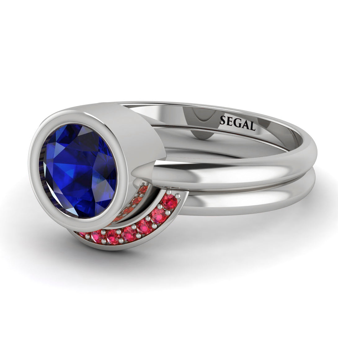 Bezel Sapphire Bridal Set - Emerson No. 60