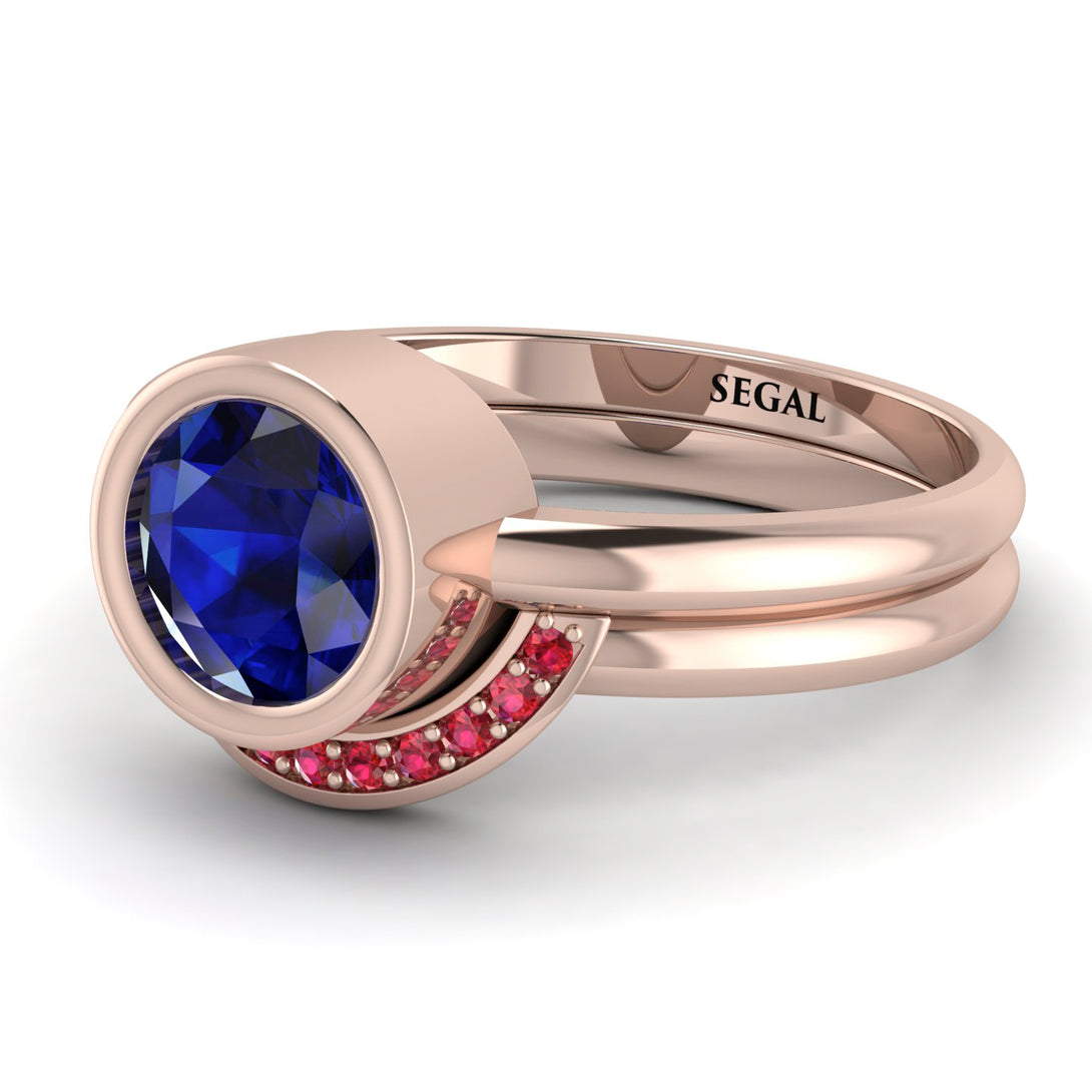 Bezel Sapphire Bridal Set - Emerson No. 59