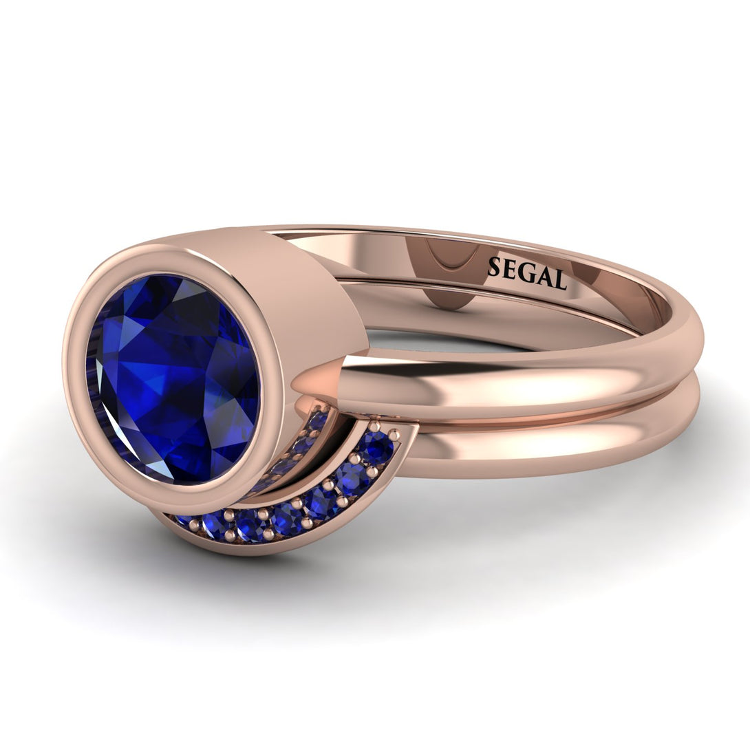 Bezel Sapphire Bridal Set - Emerson No. 74