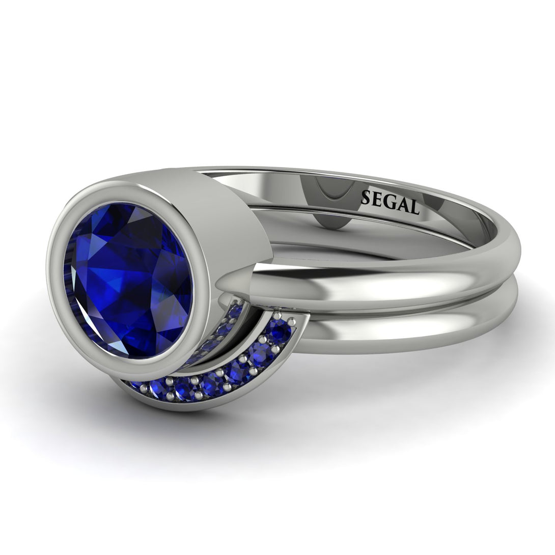 Bezel Sapphire Bridal Set - Emerson No. 75