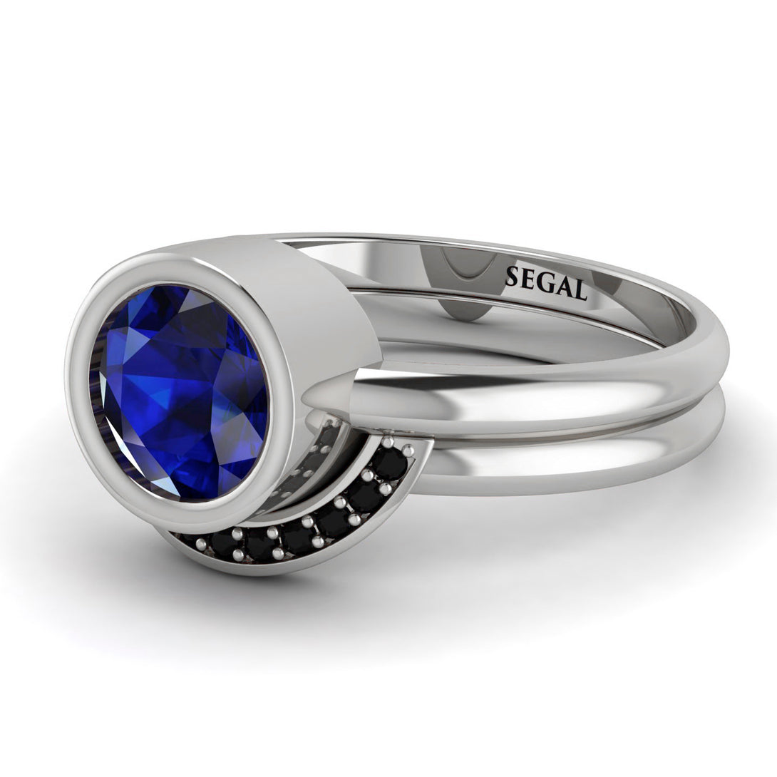 Bezel Sapphire Bridal Set - Emerson No. 45