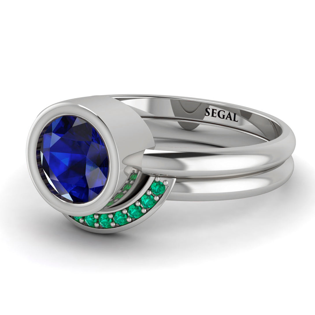 Bezel Sapphire Bridal Set - Emerson No. 30