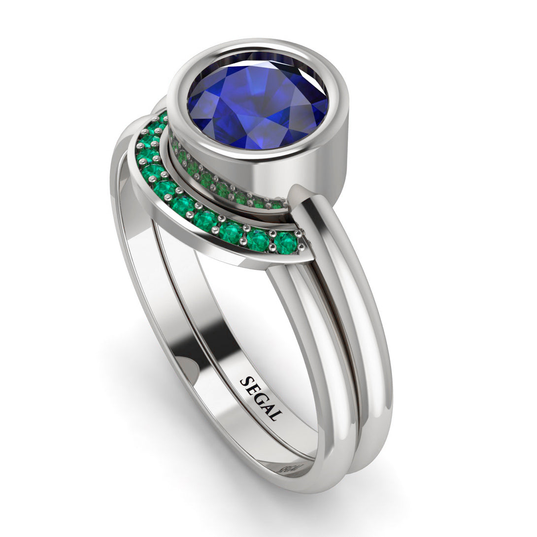 Bezel Sapphire Bridal Set - Emerson No. 30