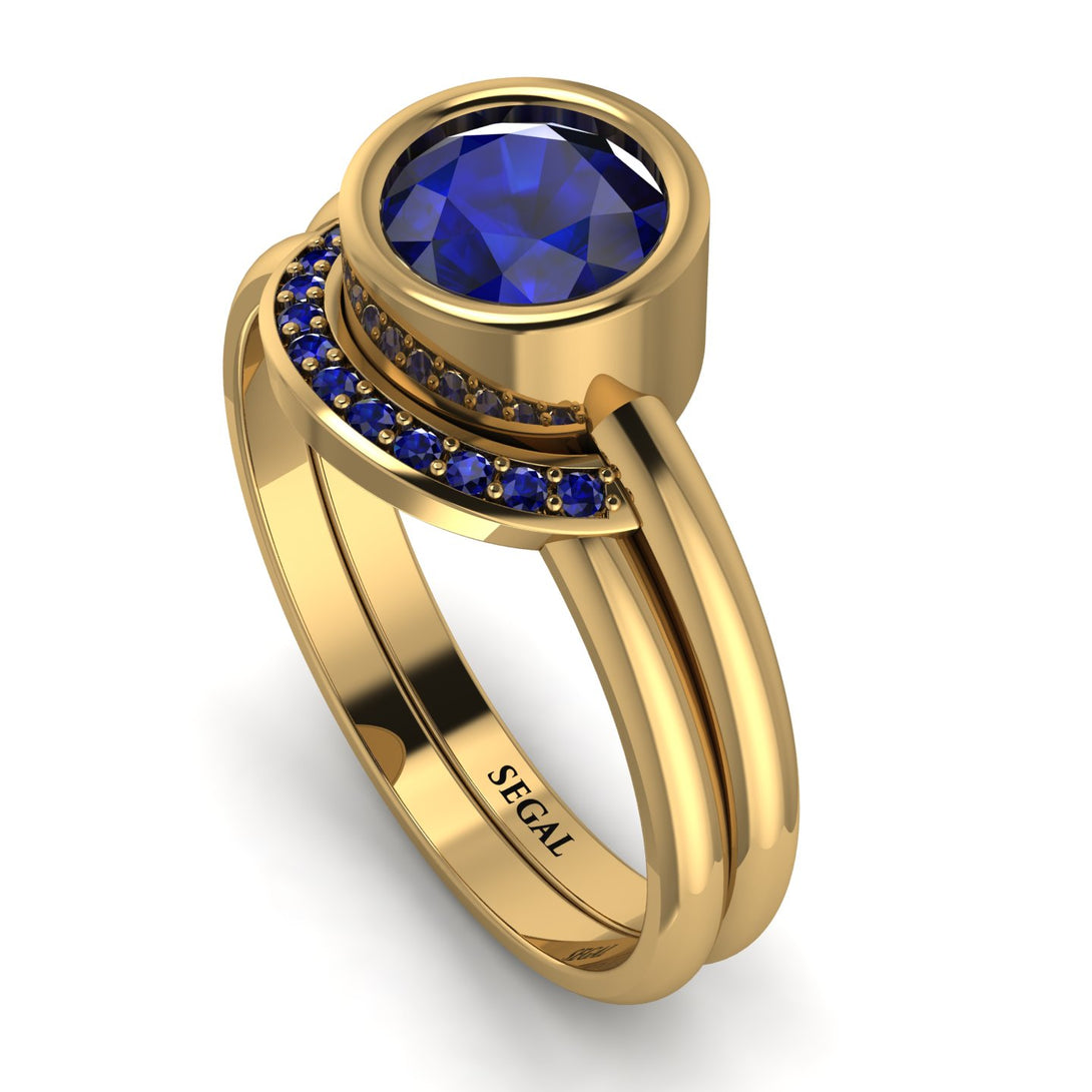 Bezel Sapphire Bridal Set - Emerson No. 73