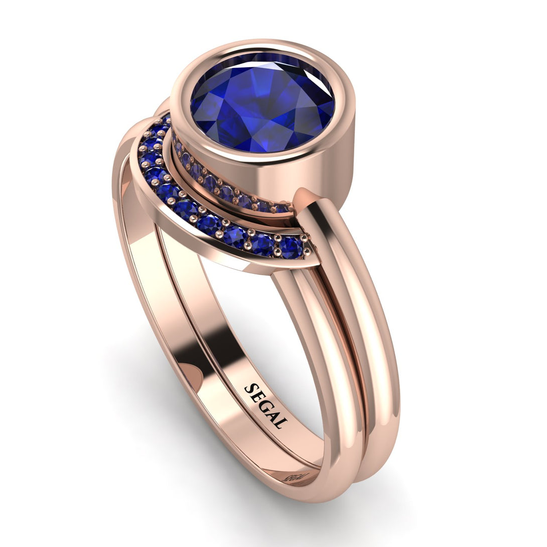 Bezel Sapphire Bridal Set - Emerson No. 74