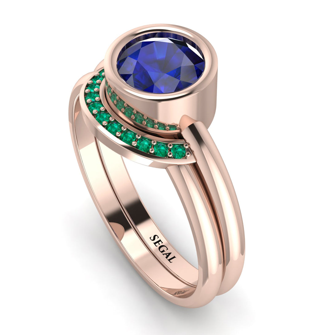 Bezel Sapphire Bridal Set - Emerson No. 29