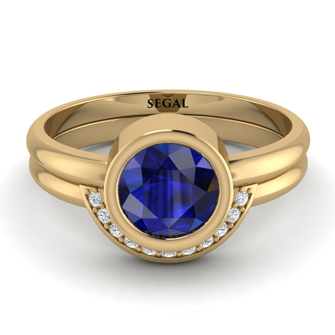Bezel Sapphire Bridal Set - Emerson No. 13