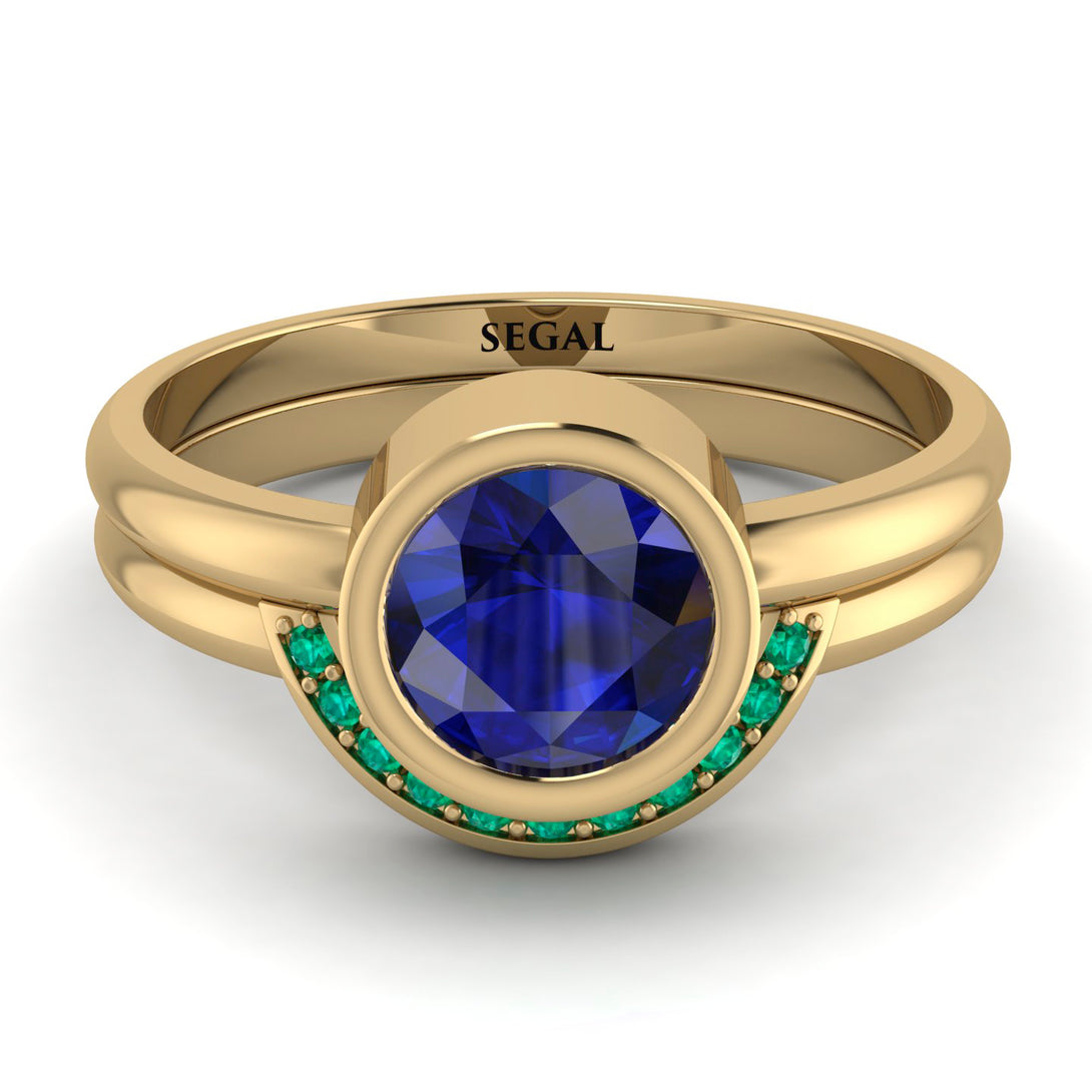 Bezel Sapphire Bridal Set - Emerson No. 28