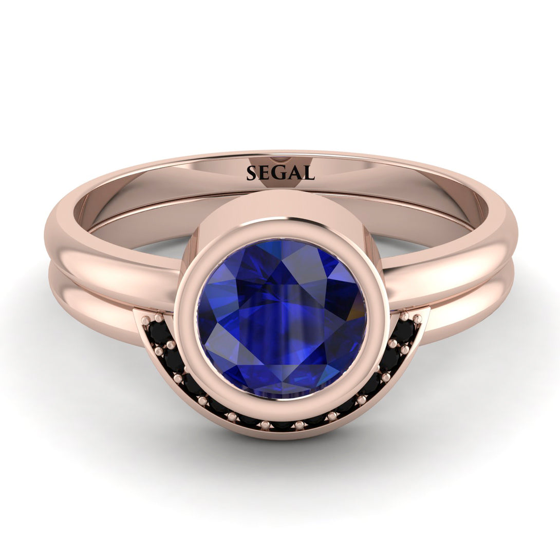 Bezel Sapphire Bridal Set - Emerson No. 44