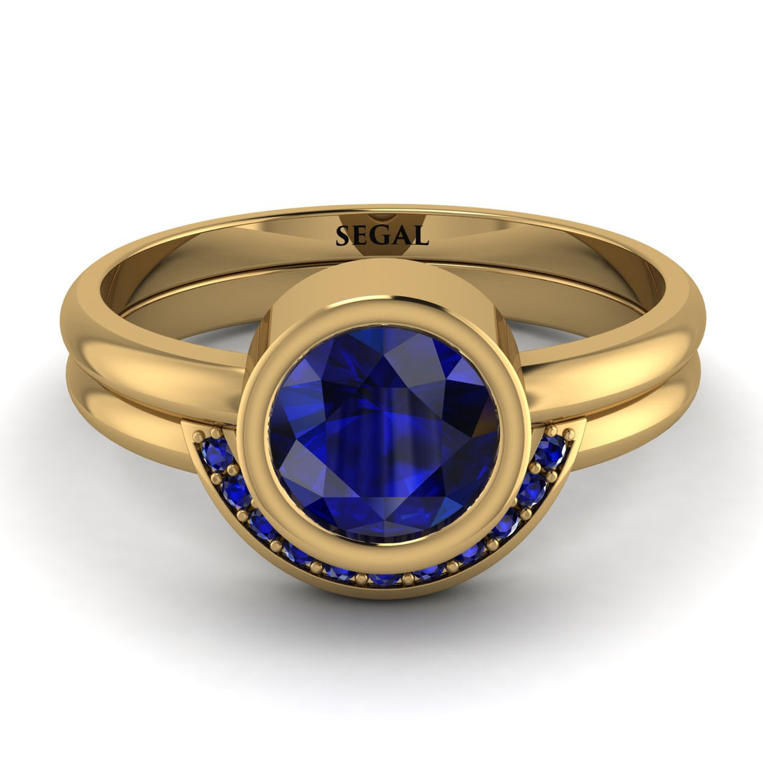 Bezel Sapphire Bridal Set - Emerson No. 73