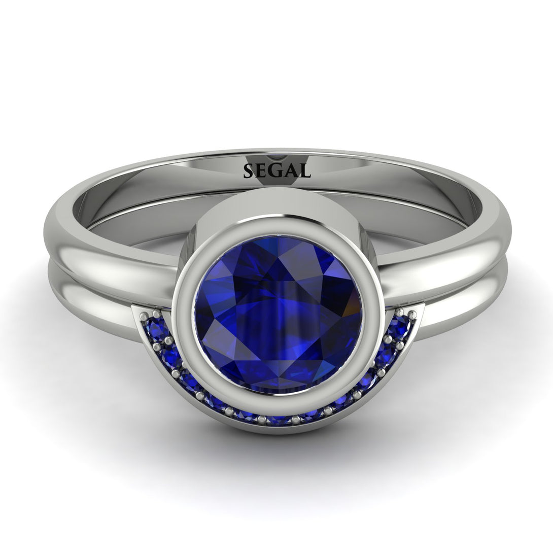 Bezel Sapphire Bridal Set - Emerson No. 75