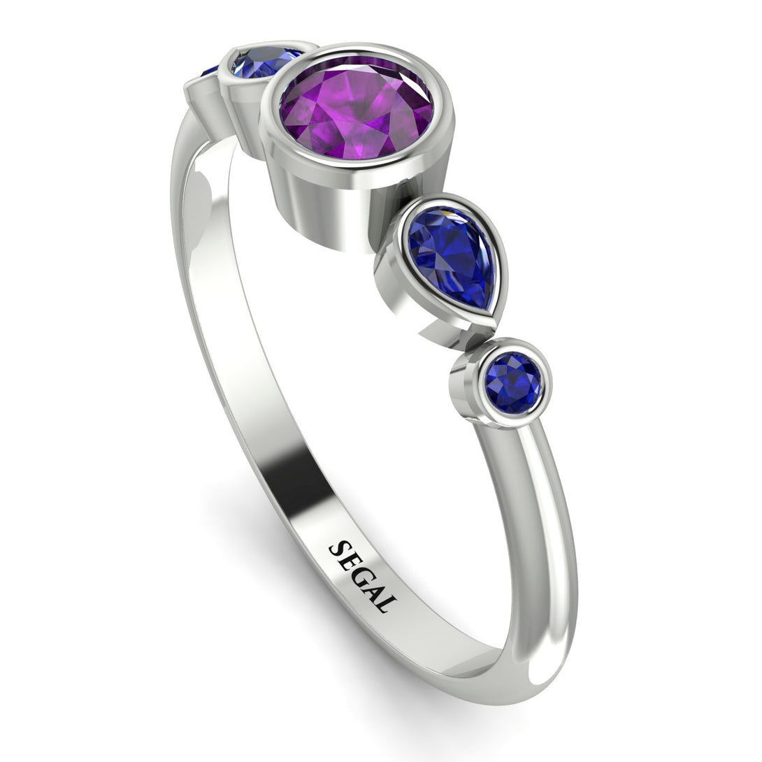Bezel Symmetrical Amethyst Ring - Ivy No. 315