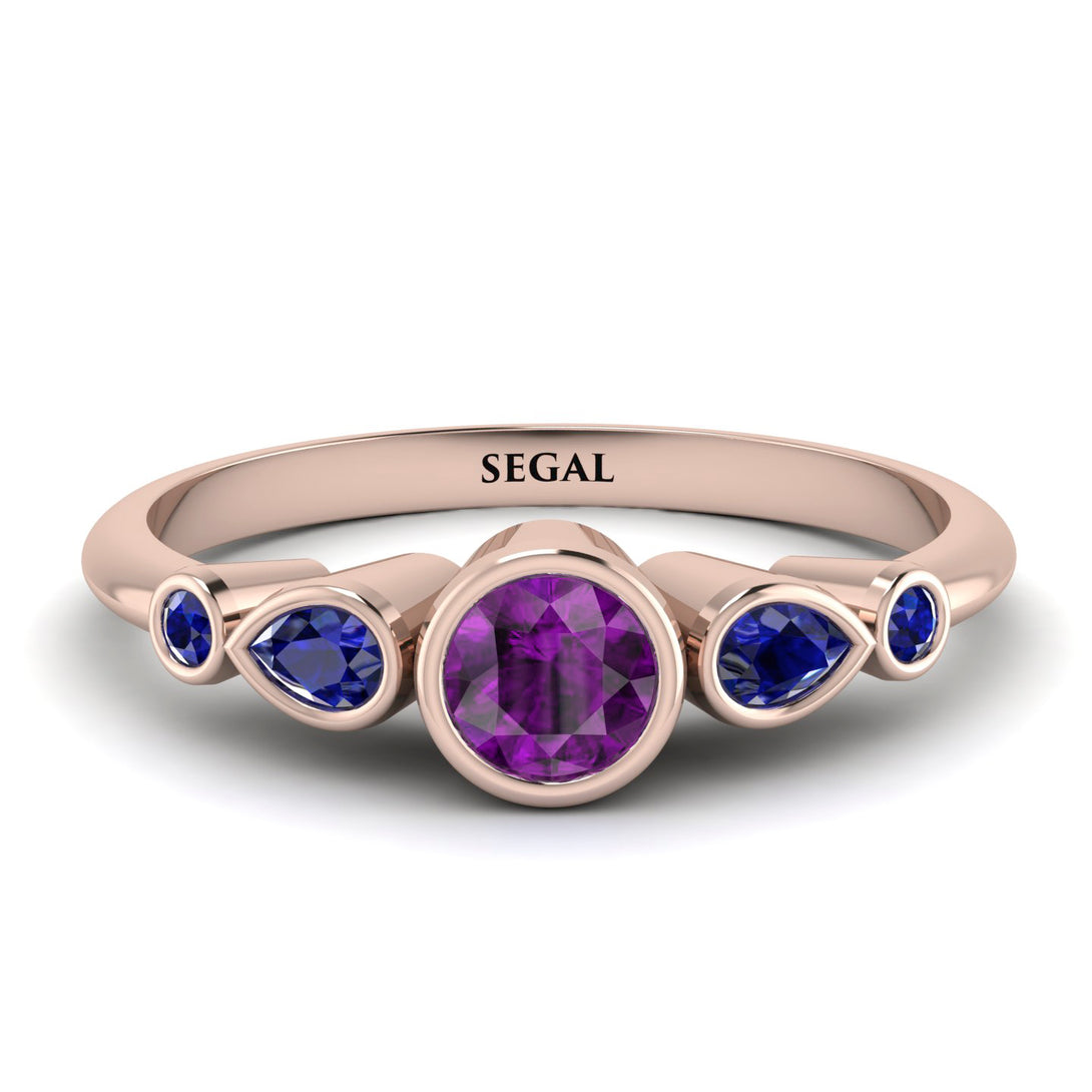 Bezel Symmetrical Amethyst Ring - Ivy No. 314