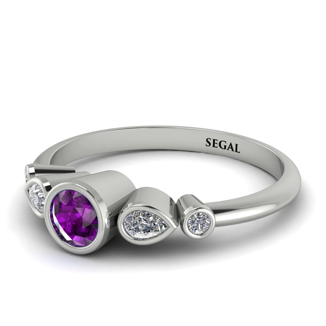 Bezel Symmetrical Amethyst Ring - Ivy No. 303