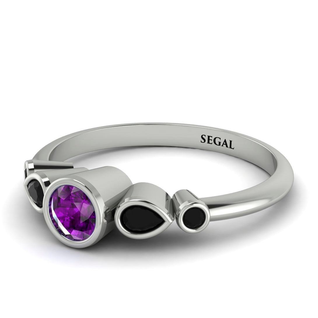 Bezel Symmetrical Amethyst Ring - Ivy No. 309