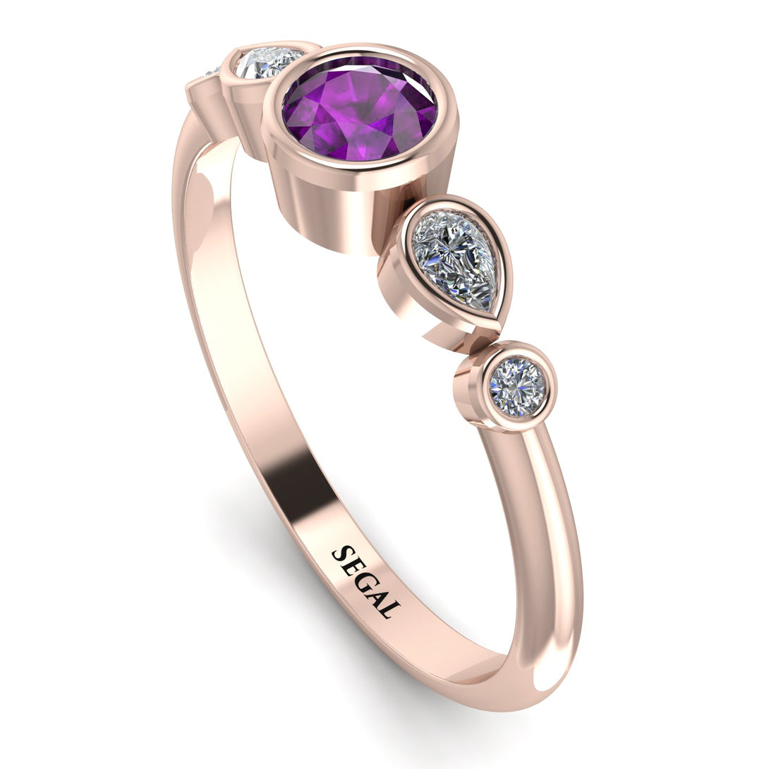 Bezel Symmetrical Amethyst Ring - Ivy No. 302