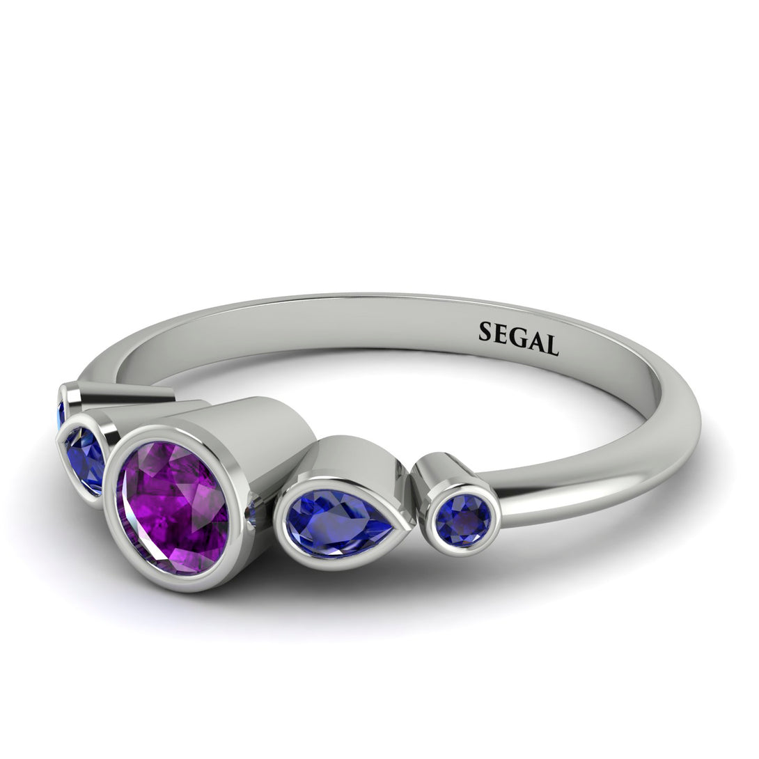 Bezel Symmetrical Amethyst Ring - Ivy No. 315