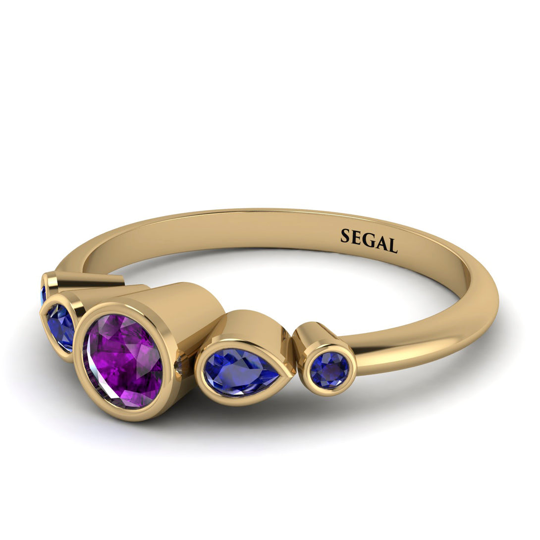 Bezel Symmetrical Amethyst Ring - Ivy No. 313