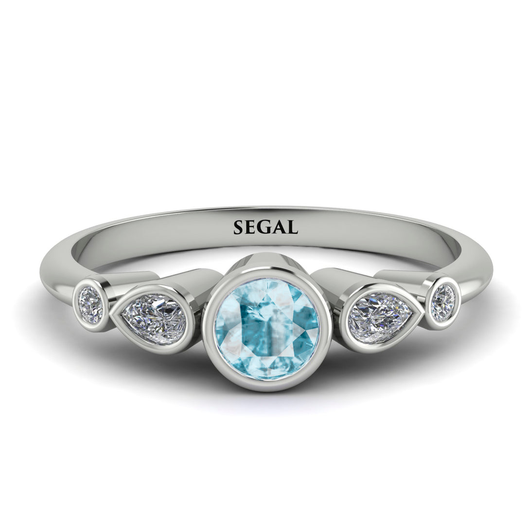 Bezel Symmetrical Aquamarine Ring - Ivy No. 403