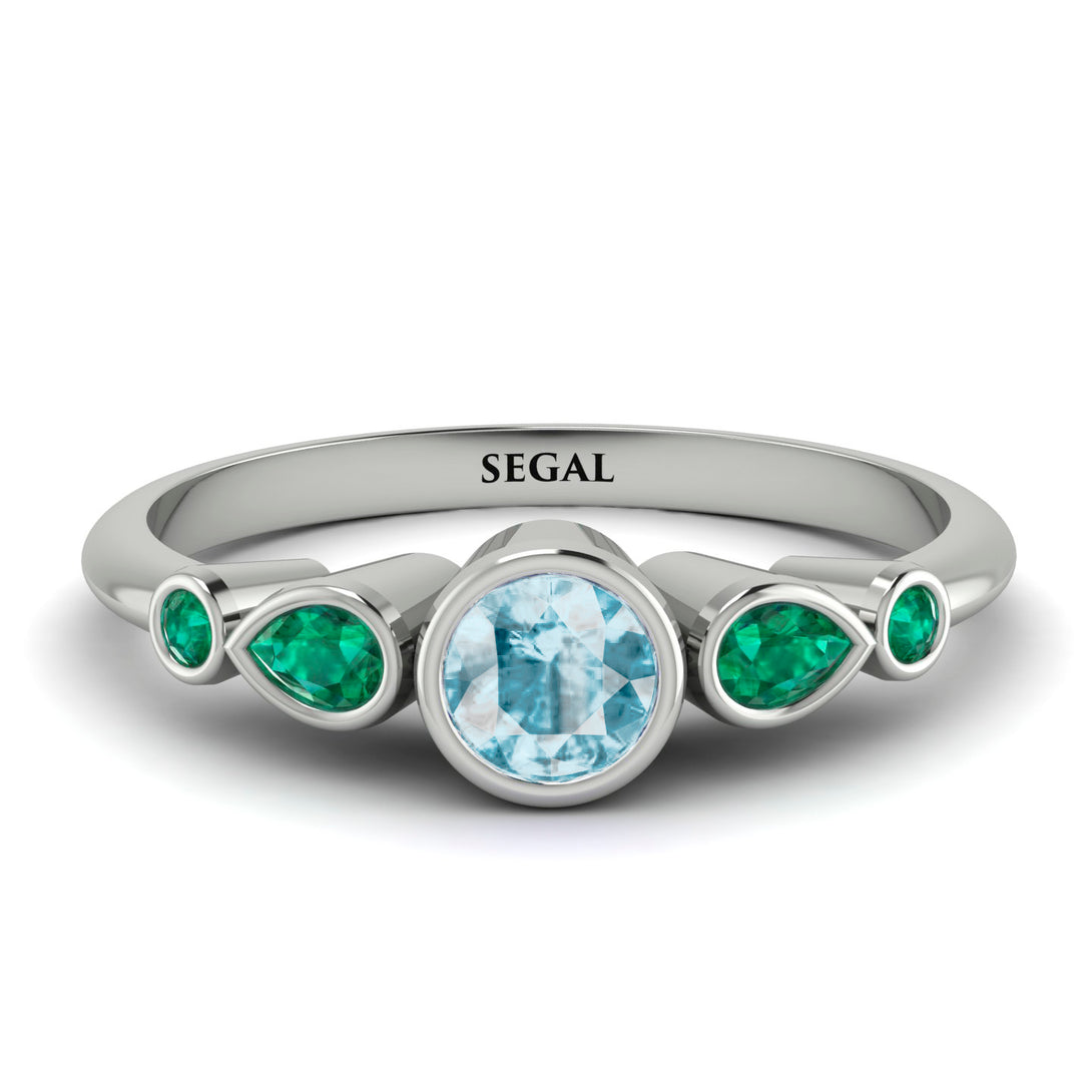 Bezel Symmetrical Aquamarine Ring - Ivy No. 406